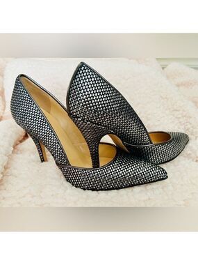 Kate Spade Gunmetal Woven Heels Size 7.5